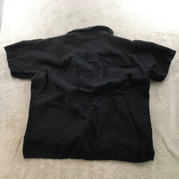 Alfani Mens Shirt Large Short Sleeve Linen Blend Button Up Casual Black Classic - Picture 8 of 8